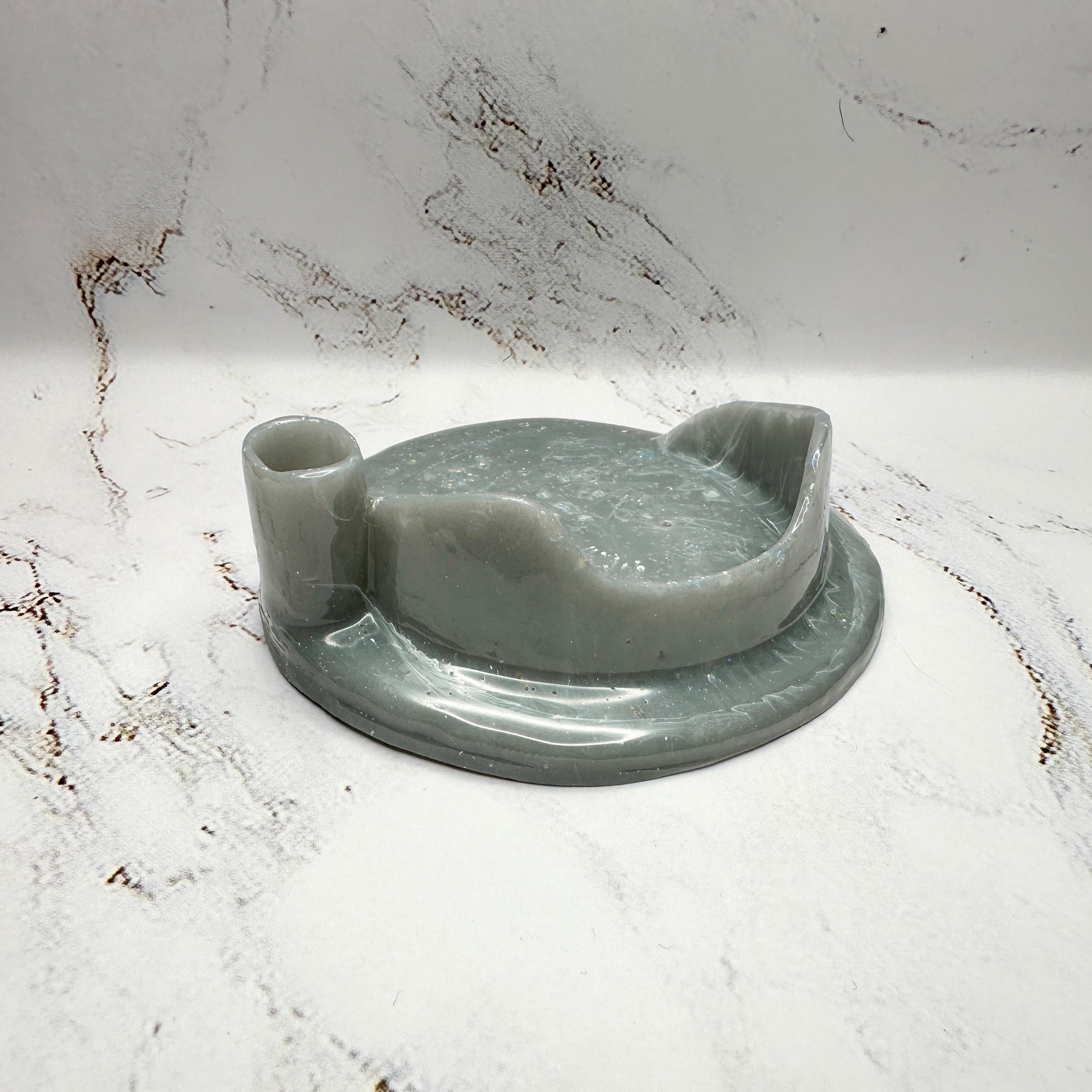 Handcrafted epoxy resin display base for small decorative items